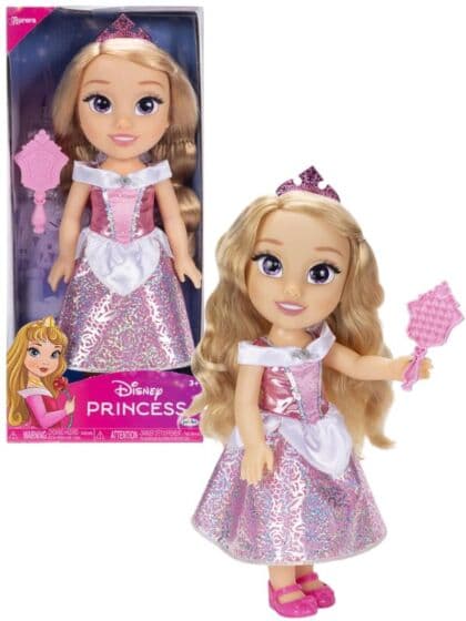 Disney Princess Aurora stor dukke med hårbørste - 38 cm