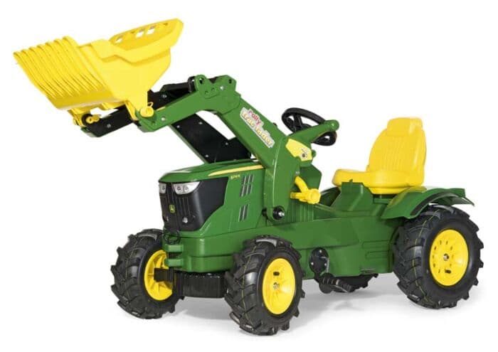 Rolly Toys rollyFarmtrac: John Deere 6210R tråtraktor med frontlaster - luftgummihjul