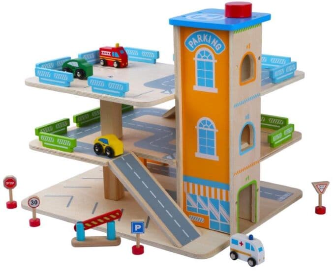 EduFun Parkeringshus i tre - 3 etasjer - med biler og trafikkskilt