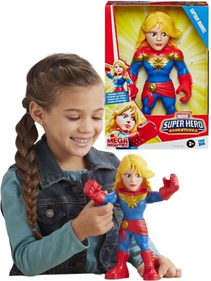 Avengers Super Hero Adventures Mega Mighties Captain Marvel - poserbar figur - 25 cm