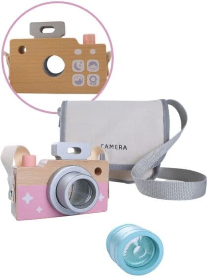 EduFun lekekamera i tre med to objektiv og kameraveske