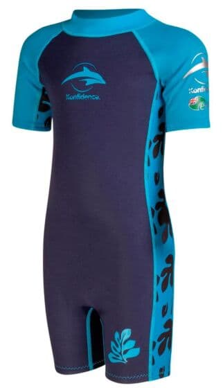 Konfidence Splashy kortermet våtdrakt med e-flex til barn - Palm Maui Blue - 6-7 år