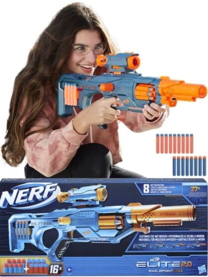 Nerf Elite 2.0 Eaglepoint RD-8 bolt-action blaster med roterende trommel - med 16 Nerf Elite dartpiler