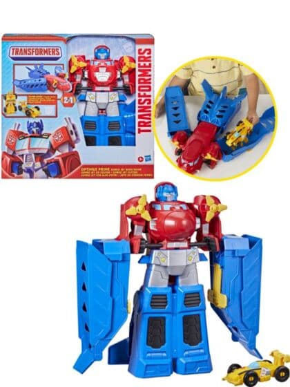 Transformers Optimus Prime Jumbo Jet Wing Racer - med Bumblebee actionfigur - stort lekesett