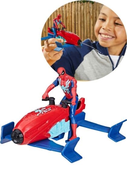 SpiderMan Figur med kjøretøy som spruter vann - 10 cm