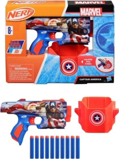 Nerf Marvel Captain America blaster med 10 Elite darts