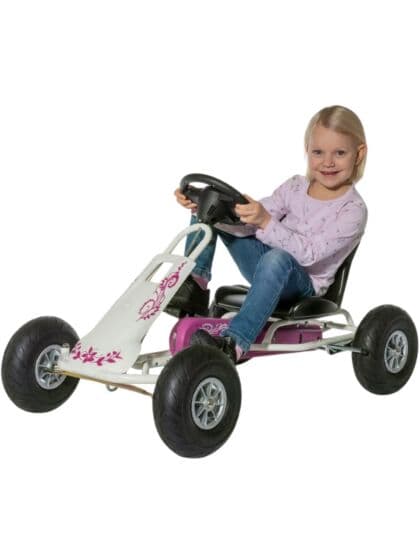Ferbedo GoKart Air Runner tråbil med justerbart sete og håndbrems - rosa og hvit