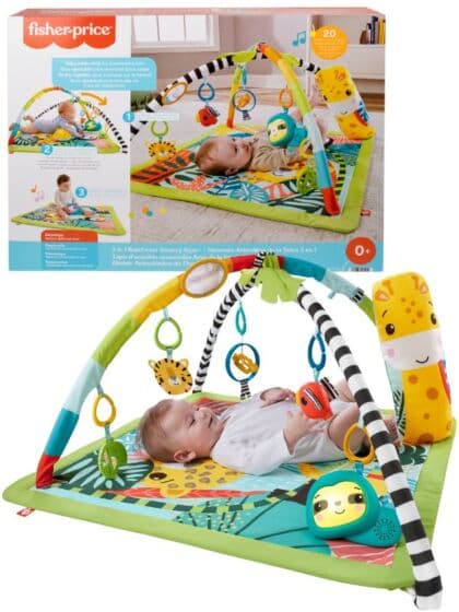 Fisher-Price 3-i-1 Rainforest Sensorisk babygym - med lydmodul