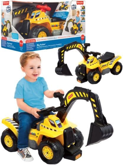 Fisher Price Big Action Dig N Ride - Gåbil gravemaskin med lyd