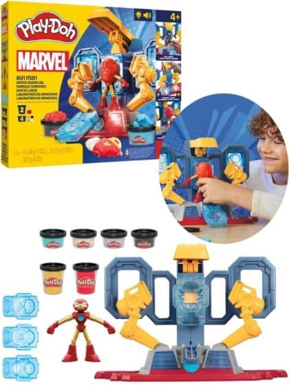 Play Doh Iron Man lekesett med 6 bokser leire og tilbehør - lyd og lys