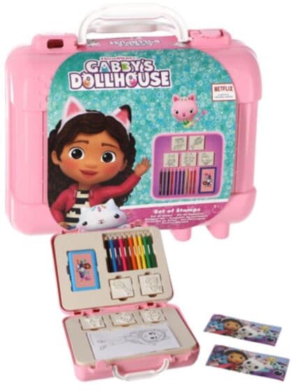 Gabbys Dukkehus malekoffert med stempler, fargeblyanter og klistremerker