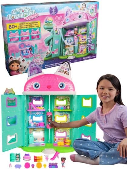 Gabbys Dukkehus Meow-Gical Interaktivt dukkehus med LCD-skjermer, lyd og tilbehør - 60 cm