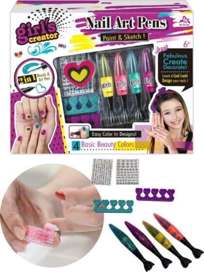Girls Creator DIY Nail Art med tilbehør - 4 farger