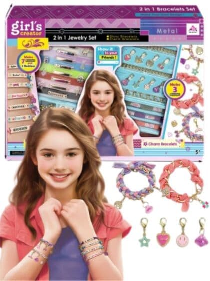 Girls Creator 2-i-1 Smykkesett med utstyr til 11 armbånd
