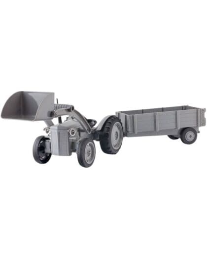 Gråtass leketraktor med frontlaster og tilhenger - 54 cm