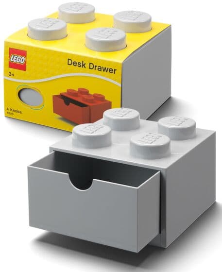 LEGO Storage Desk Drawer 4 bricks - oppbevaring med 1 skuff - 16 x 16 cm - stone grey
