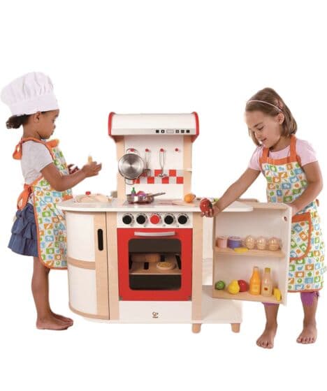 Hape Multi-Funksjons lekekjøkken med kokeplate, komfyr, vask og skapplass - 97 cm