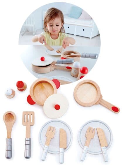 Hape Lekeservise - kjøkkenutstyr i tre - 13 deler
