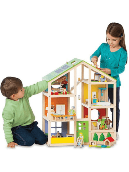 Hape All Season dukkehus i tre med møbler - 73 cm
