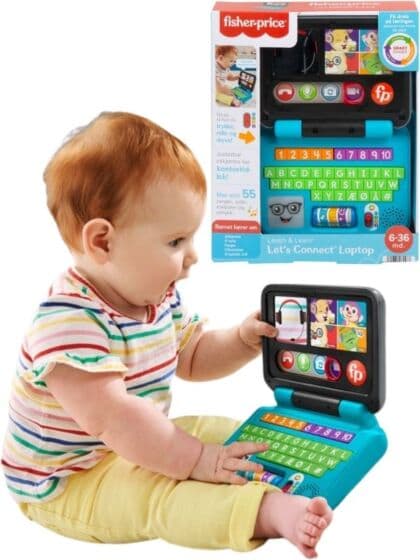 Fisher Price Laugh & Learn Let's Connect Laptop - interaktiv leke-PC med 55+ lyder - norsk versjon