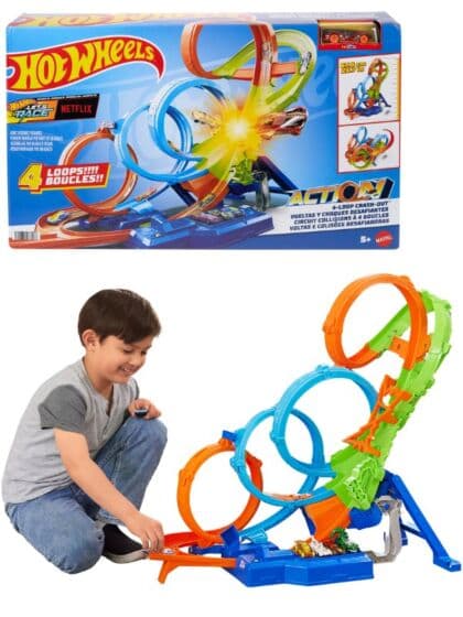 Hot Wheels 4-Loop Crash-Out Sammenleggbar bilbane med 1 bil
