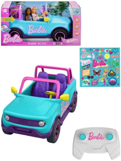 Hot Wheels fjernstyrt Barbie SUV med fjernkontroll og klistremerker
