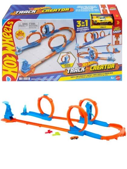 Hot Wheels Track Creator 3-i-1 Triple Loop lekesett med metallbil