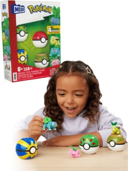 Mega Pokemon Gress-Type byggesett med 4 figurer - 118 klosser