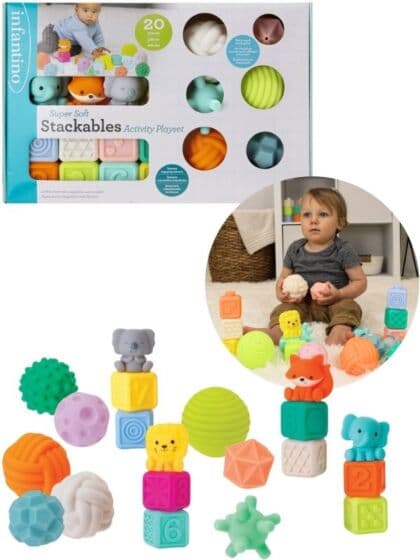 Infantino Stackables lekesett med myke klosser