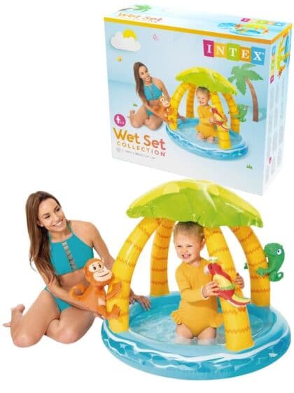 Intex Tropisk oppblåsbar babybasseng med vilde dyr - 102 cm