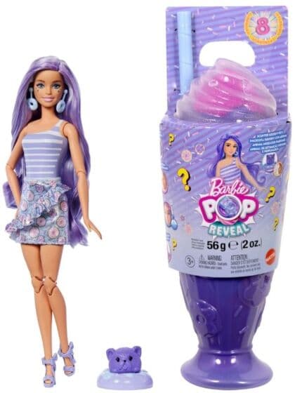Barbie Pop Reveal – Grape Fizz Purple med 8 overraskelser
