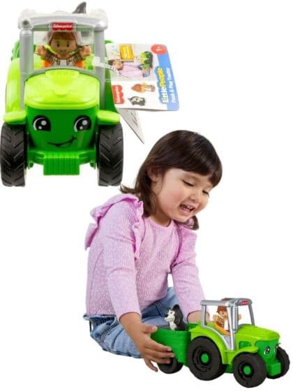 Fisher-Price Little People Push & Play traktor – bondegårdsleke fra 1 år