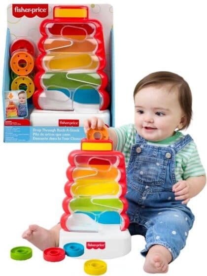 Fisher-Price Rock-a-Stack ringstabler – Drop Through stableleke fra 9 måneder