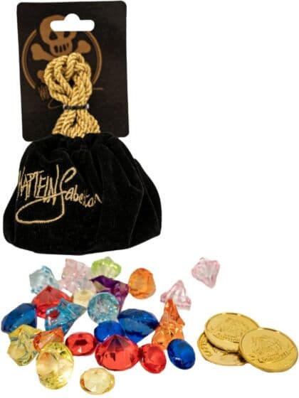 Kaptein Sabeltann Skattepose med mynter og edelstener
