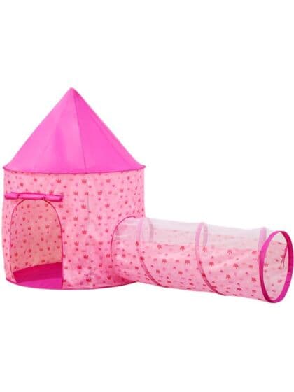Slott leketelt med tunnel - rosa