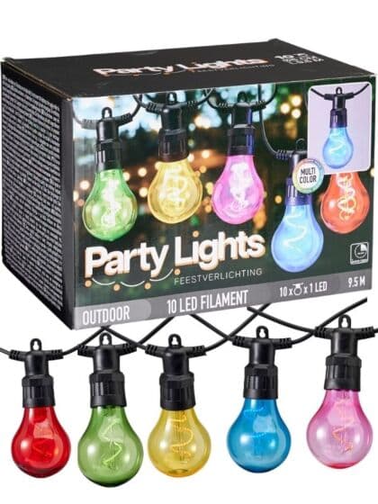 LED lyslenke med timer- 9,5 m - 10 multicolor lamper