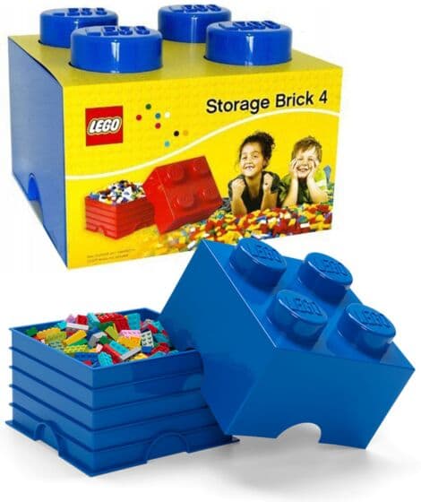 LEGO Storage Brick 4 - oppbevaringsboks med lokk - 25 x 25 cm - bright blue