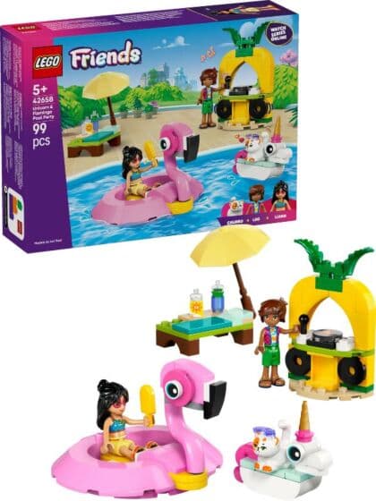 LEGO Friends 42658 Poolparty med enhjørning og flamingo
