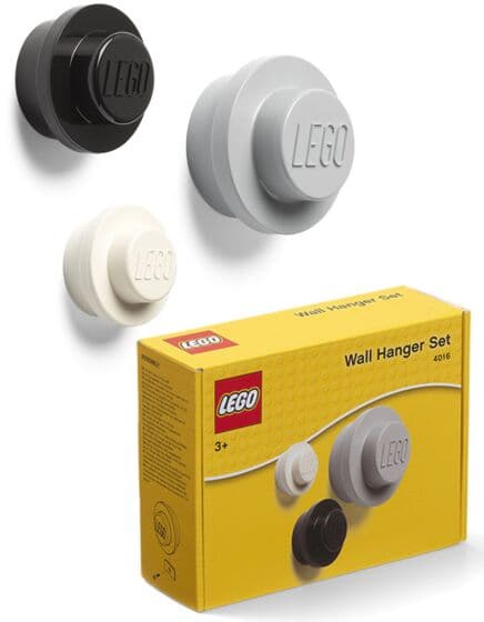 LEGO Storage Wall hangers 3 pk - LEGO knagg til barnerommet - grå, sort og hvit