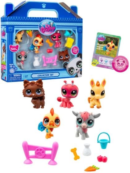 Littlest Pet Shop Farm Besties - 5 dyrefigurer med tilbehør og samlekort