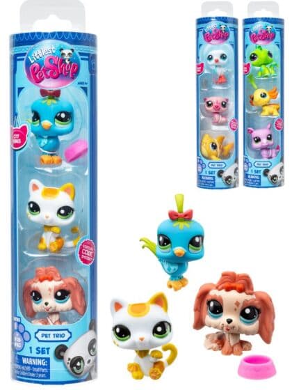 Littlest Pet Shop Trio - 3 dyrefigurer med tilbehør og samlekort