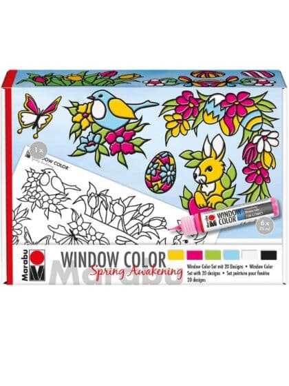 Marabu KiDS vindusmaling hobbysett med vår- og påsketema