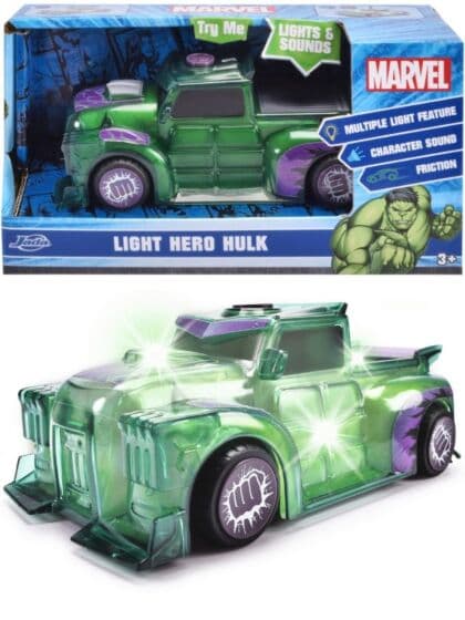 Marvel Hulk Light Hero lekebil med lyd og lys - 15 cm