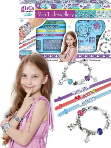 Girls Creator 2i1 smykkesett - lag armbånd med bokstaver og anheng