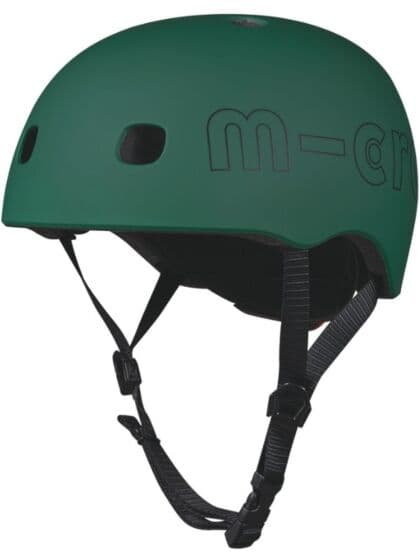 Micro Hjelm M (52-56 cm) - justerbar sykkelhjelm med LED-lys - skogsgrønn