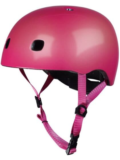 Micro Raspberry Hjelm S (48-53 cm) - justerbar sykkelhjelm med LED-lys - rosa