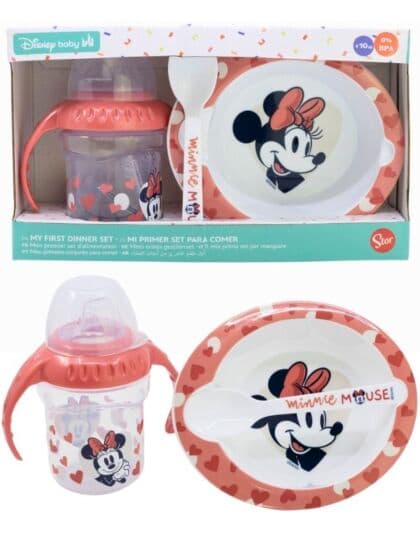 Minni Mus babyservise i 3 deler - flaske, bolle og skje