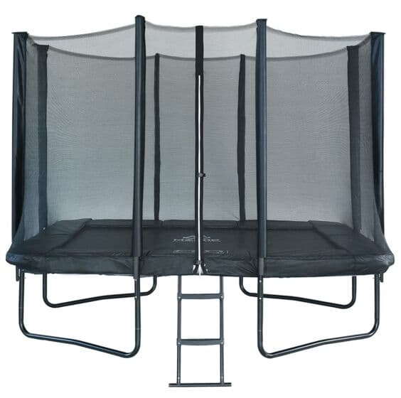 Mzone Pro Edition firkantet trampoline 2,13 x 3,04 m - komplett pakke med sikkerhetsnett og stige