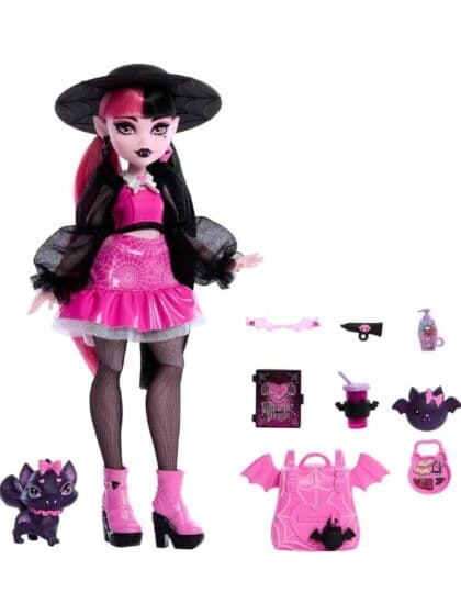Monster High Draculaura mote dukke med kjæledyr og tilbehør