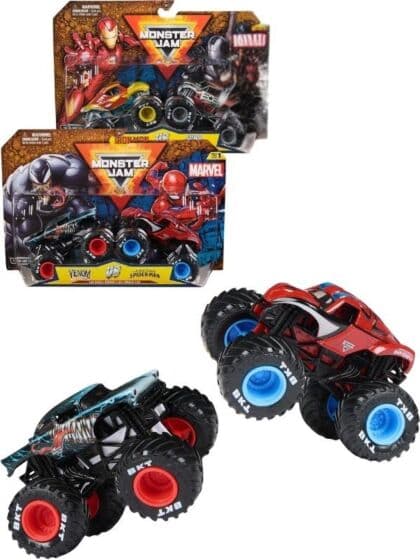 Monster Jam 2-pack - Marvel lekebiler i metall